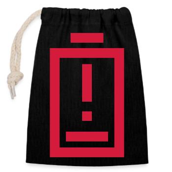 Avertissement Point d’exclamation Batterie vide - Sac cadeau en coton avec cordon (14 x 20 cm) - noir - Devant