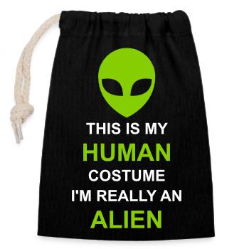Citation extraterrestre de costume humain - Sac cadeau en coton avec cordon (14 x 20 cm) - noir - Devant