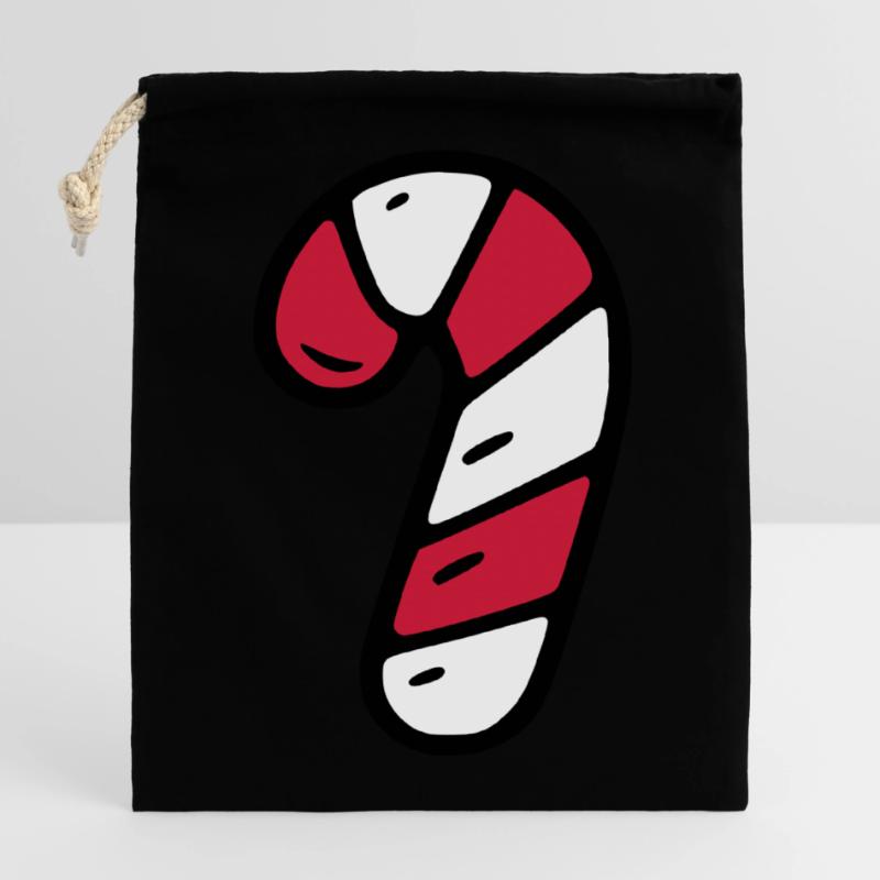 Candy cane Closable cotton gift bag (14x20cm)