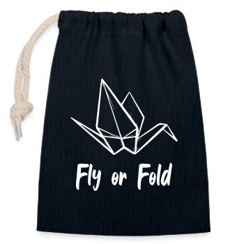 Origami Fly Or Fold - Sac cadeau en coton avec cordon (14 x 20 cm) - bleu marine - Devant