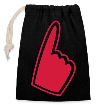 oversized baseball simple hand pointing up - Closable cotton gift bag (14x20cm) - black - Front