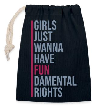 wanna have fundamental rights - Closable cotton gift bag (14x20cm) - navy - Front