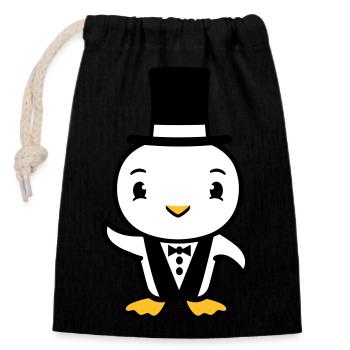oiseau mari chapeau haut de forme costume mariage riche - Sac cadeau en coton avec cordon (14 x 20 cm) - noir - Devant