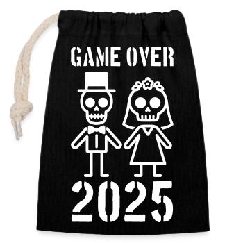 Game Over 2025 Wedding Couple - Closable cotton gift bag (14x20cm) - black - Front