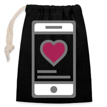 sms téléphone portable amour coeur valentine mobil - Sac cadeau en coton avec cordon (14 x 20 cm) - noir - Devant
