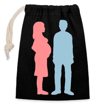 Man poor pregnant woman - Closable cotton gift bag (14x20cm) - black - Front