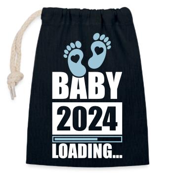 Baby 2024 Loading - Verschließbarer Geschenkbeutel aus Baumwolle (14x20cm) - Navy - Vorne