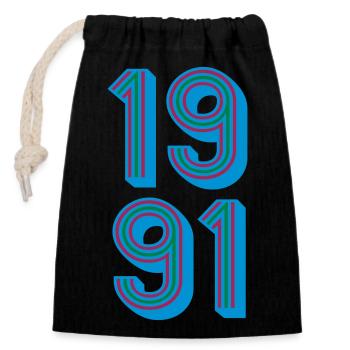 1991 Year of birth | Colors changeable - Closable cotton gift bag (14x20cm) - black - Front