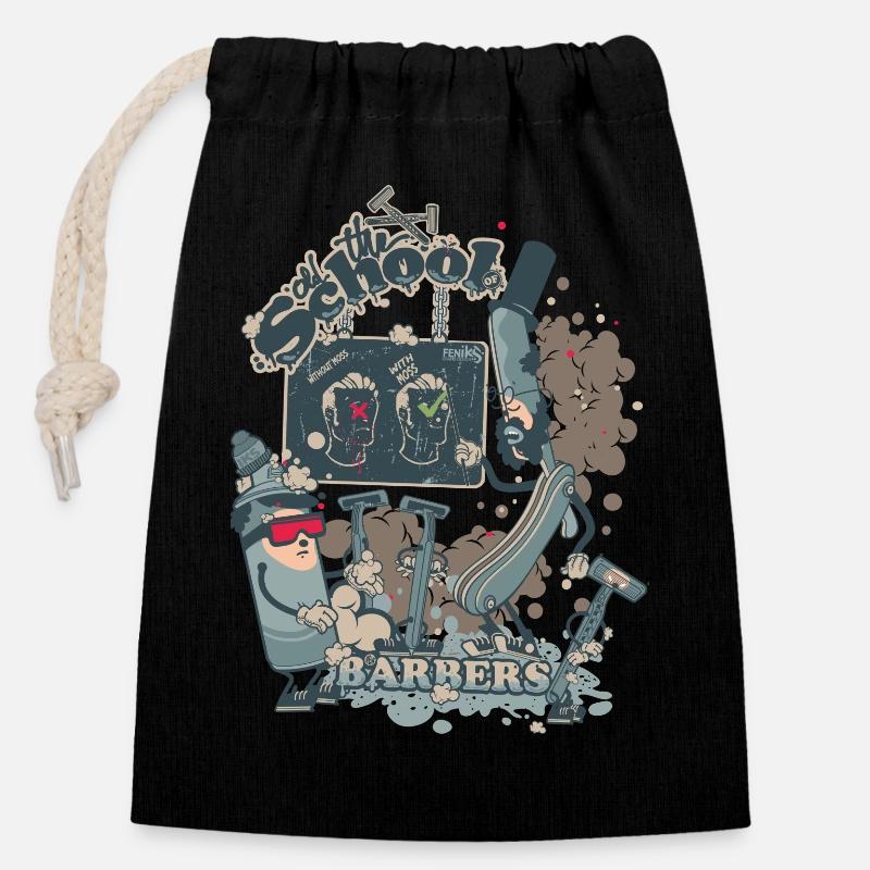 barbers shop - Closable cotton gift bag (14x20cm) - black