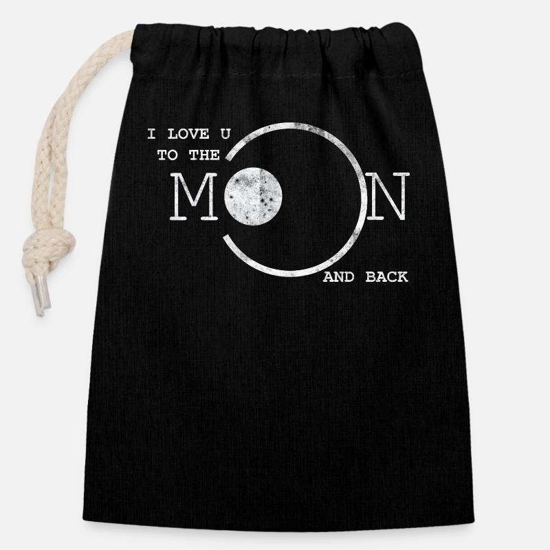 I love U - Closable cotton gift bag (14x20cm) - black