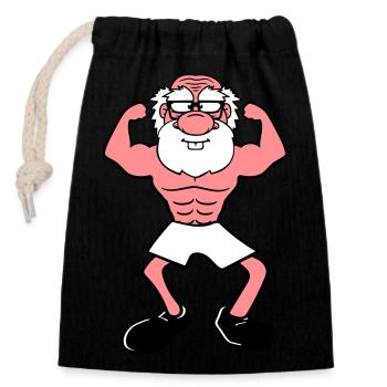 alt opa grossvater hornbrille bart bodybuilder sta - Verschließbarer Geschenkbeutel aus Baumwolle (14x20cm) - Schwarz - Vorne