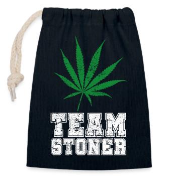 Team Stoner vintage white - Closable cotton gift bag (14x20cm) - navy - Front