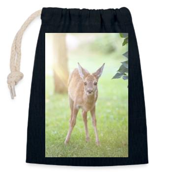 Fauve de cerf (Capreolus capreolus, cerf, faon, fauve) - Sac cadeau en coton avec cordon (14 x 20 cm) - bleu marine - Devant