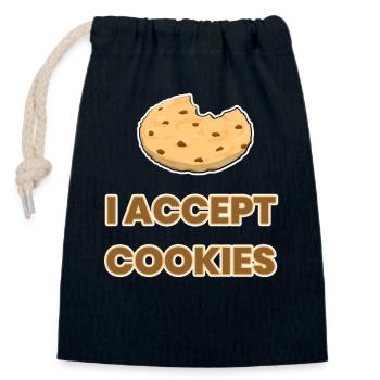 i accept cookies funny pun joke gift - Closable cotton gift bag (14x20cm) - navy - Front