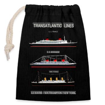 TRANSATLANTIC LINES POSTER - Verschließbarer Geschenkbeutel aus Baumwolle (14x20cm) - Schwarz - Vorne