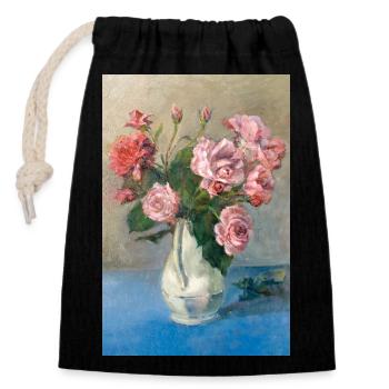 Malerei - Malerei mit Rosen in der Vase. - Verschließbarer Geschenkbeutel aus Baumwolle (14x20cm) - Schwarz - Vorne