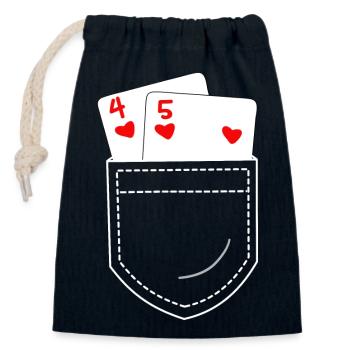poker - Closable cotton gift bag (14x20cm) - navy - Front