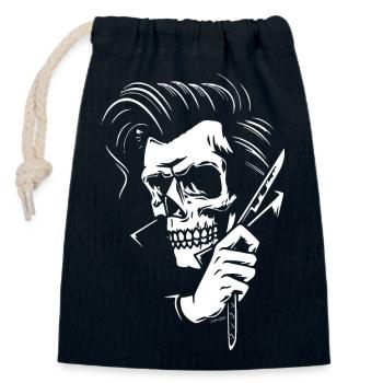 Rockabilly – Psychobilly 50s Hipster Skull - Closable cotton gift bag (14x20cm) - navy - Front