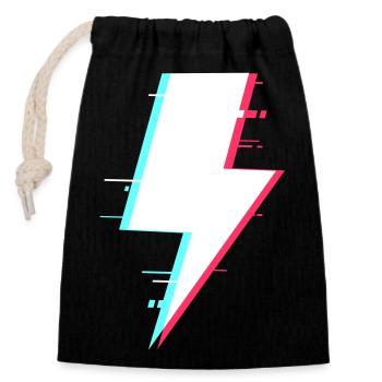 Lightning Style Retro Digital Lightning - Closable cotton gift bag (14x20cm) - black - Front