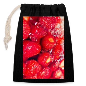 Frische Erdbeeren Erdbeerposter - Verschließbarer Geschenkbeutel aus Baumwolle (14x20cm) - Schwarz - Vorne