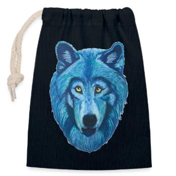 epischer Wolf Wolfskopf mit blauem Pelz - Verschließbarer Geschenkbeutel aus Baumwolle (14x20cm) - Navy - Vorne