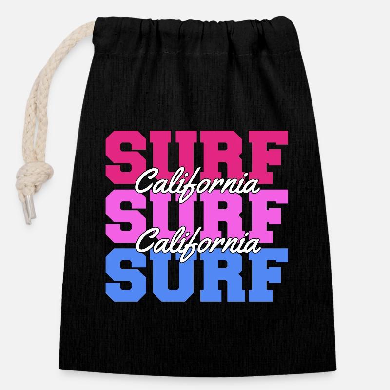 SURF SURF NEW - Closable cotton gift bag (14x20cm) - black