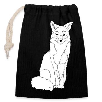 glücklicher Fuchs in schwarzweiß - Verschließbarer Geschenkbeutel aus Baumwolle (14x20cm) - Schwarz - Vorne
