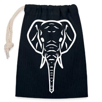 Elephant head symbol white - Closable cotton gift bag (14x20cm) - navy - Front