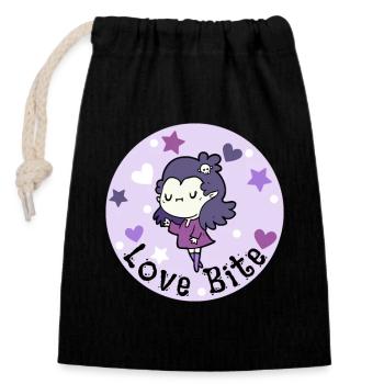 Kawaii Pastel Vampire. Love Bite. Halloween. - Closable cotton gift bag (14x20cm) - black - Front