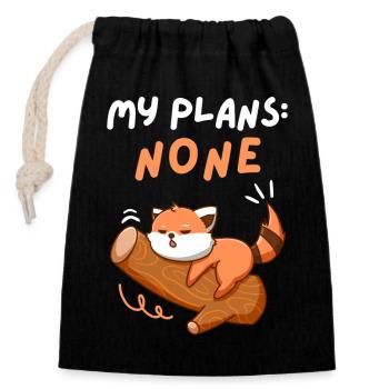 My Plans None. No Weekend Plans. Cute Red Panda. - Closable cotton gift bag (14x20cm) - black - Front