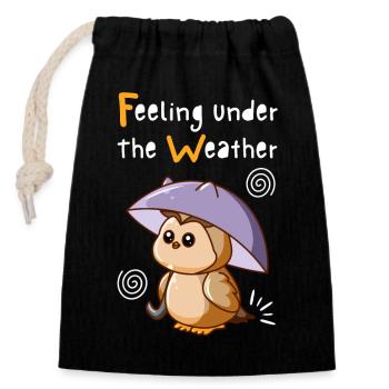 Feeling Under The Weather. Cute Owl. Black. - Closable cotton gift bag (14x20cm) - black - Front
