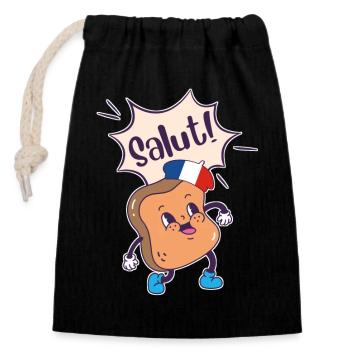 French Toast. Kawaii Food Pun. Digistickie. - Closable cotton gift bag (14x20cm) - black - Front