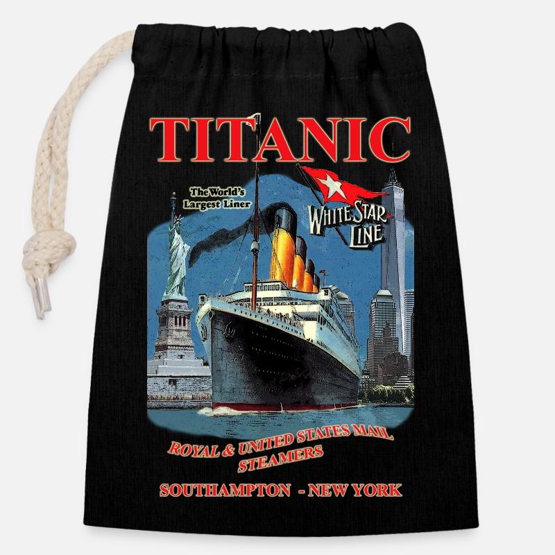 TITANIC Kreation Louis RUNEMBERG © Adagp - Verschließbarer Geschenkbeutel aus Baumwolle (14x20cm) - Schwarz