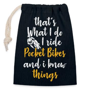 Motocross Bikerin Minibike Moped - Verschließbarer Geschenkbeutel aus Baumwolle (14x20cm) - Navy - Vorne