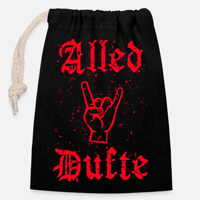 "Alled Dufte" cooler berliner Spruch - Verschließbarer Geschenkbeutel aus Baumwolle (14x20cm) - Schwarz