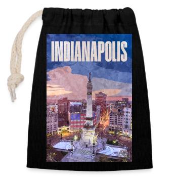 Indianapolis Skyline am Monument Circle - Verschließbarer Geschenkbeutel aus Baumwolle (14x20cm) - Schwarz - Vorne