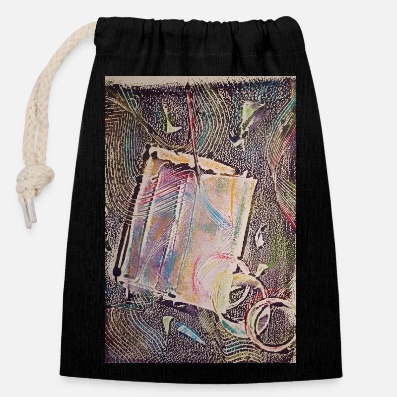 Lettre - Sac cadeau en coton avec cordon (14 x 20 cm) - noir
