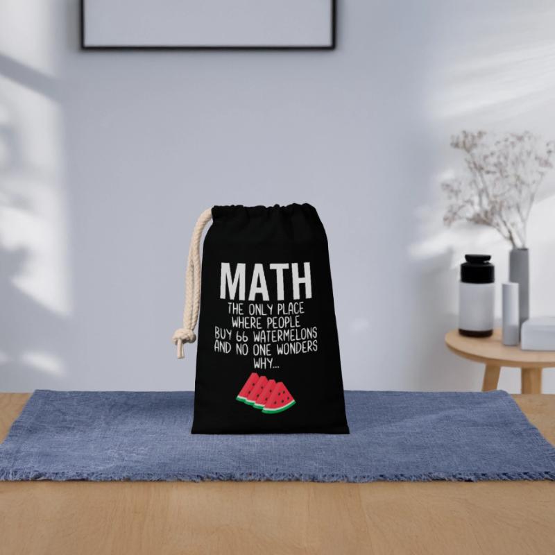 Math Le seul endroit où les gens achètent 66 pastèques Sac cadeau en coton avec cordon (14 x 20 cm)