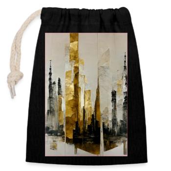 Abstract Tall Towers - Verschließbarer Geschenkbeutel aus Baumwolle (14x20cm) - Schwarz - Vorne