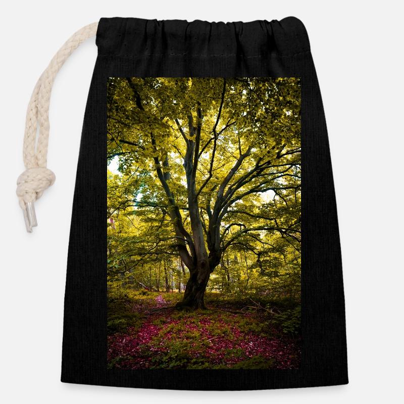 L’arbre - Sac cadeau en coton avec cordon (14 x 20 cm) - noir