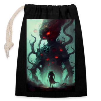 Creepy Demon from Hell - Closable cotton gift bag (14x20cm) - black - Front
