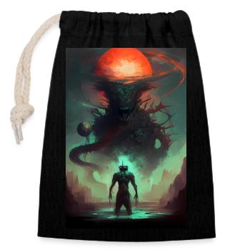 Creepy Demon from Hell - Closable cotton gift bag (14x20cm) - black - Front