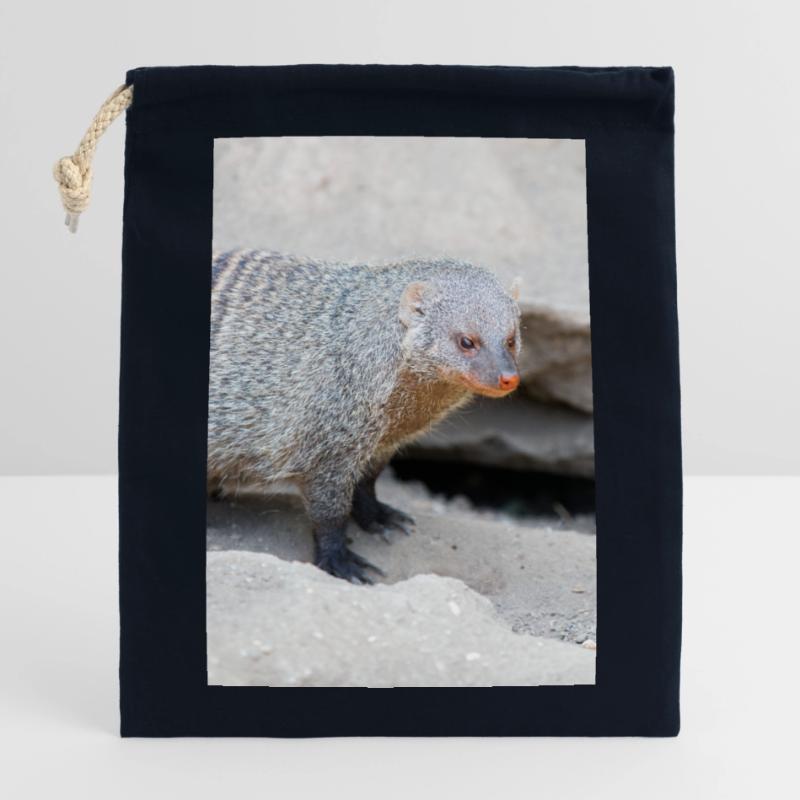 Gebänderte Manguste oder Zebramanguste Verschließbarer Geschenkbeutel aus Baumwolle (14x20cm)