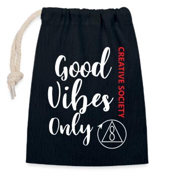 Creative Society - Good Vibes Only - Rouge et Blan - Verschließbarer Geschenkbeutel aus Baumwolle (14x20cm) - Navy - Vorne