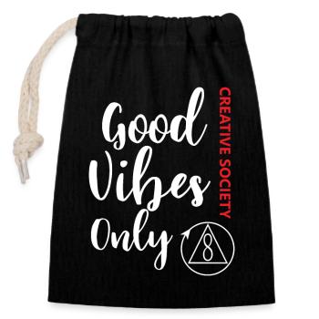 Creative Society - Good Vibes Only - Rouge et Blan - Sac cadeau en coton avec cordon (14 x 20 cm) - noir - Devant