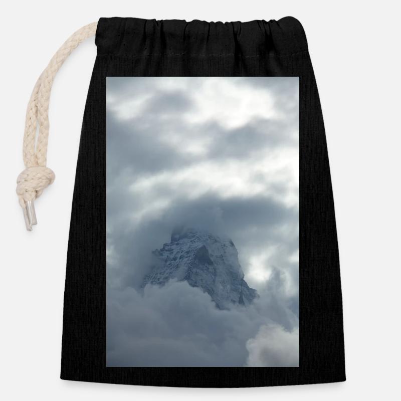 Cervin - Sac cadeau en coton avec cordon (14 x 20 cm) - noir