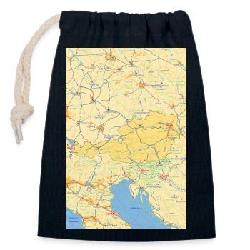 Carte de l’Autriche avec les villes, les routes, les rivières, les lacs - Sac cadeau en coton avec cordon (14 x 20 cm) - bleu marine - Devant