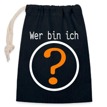 Wer bin ich? - Verschließbarer Geschenkbeutel aus Baumwolle (14x20cm) - Navy - Vorne