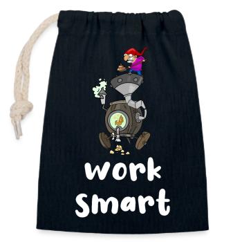 work smart - Closable cotton gift bag (14x20cm) - navy - Front