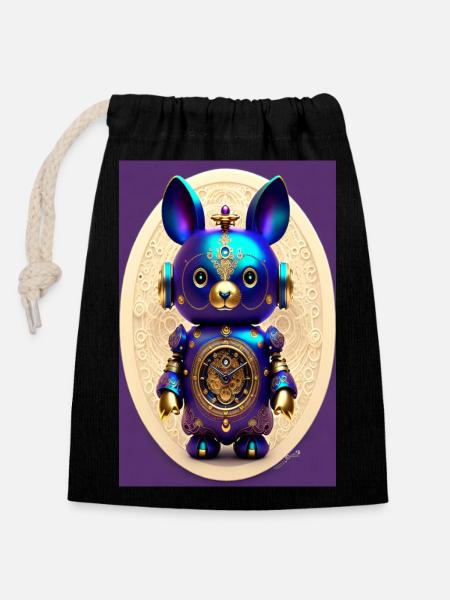 Mignon Clockwork Baby Android - Sac cadeau en coton avec cordon (14 x 20 cm) - noir
